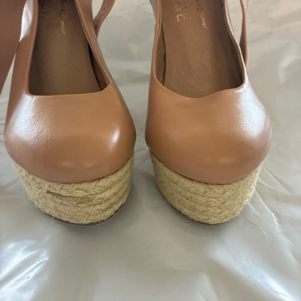For Love & Lemons X  Raye Harper Nude Platform Heels Revolve EU 36/ US 6-6.5